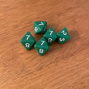 8 Sided Green Dice Set Of 5 Games Math Homeschool DICE